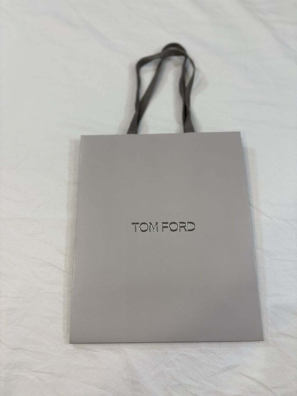 Tom Ford Gray Paper Gift Bag 10”H x9”W x 5”D